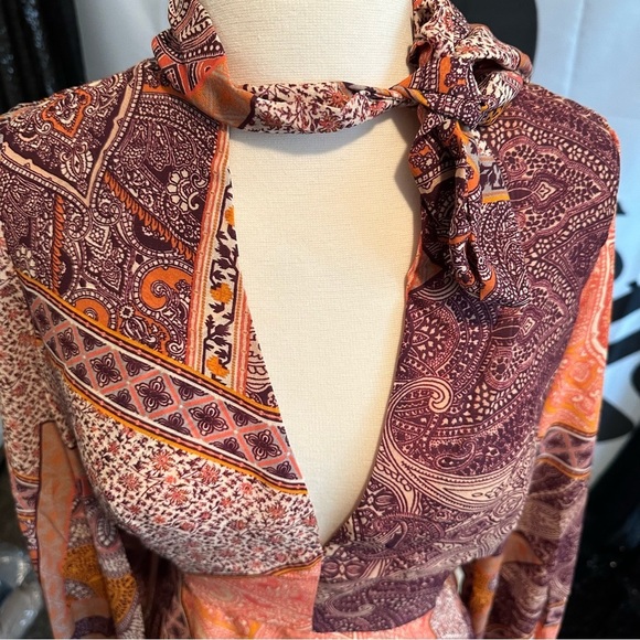 Divine Heritage Pussy Bow Long Sleeve Mini Dress Pink Size XS - Picture 8 of 14